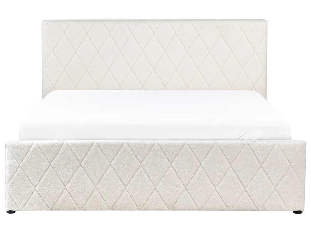 Ottoman Bed ROCHEFORT Boucle Off-White 160 x 200 cm (EU King Size)_993762