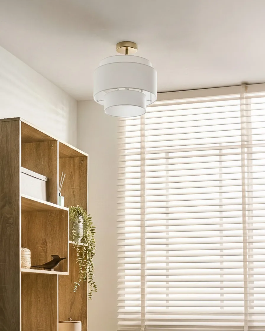 Lampadario LUKAGO Lino Bianco sporco_1053750