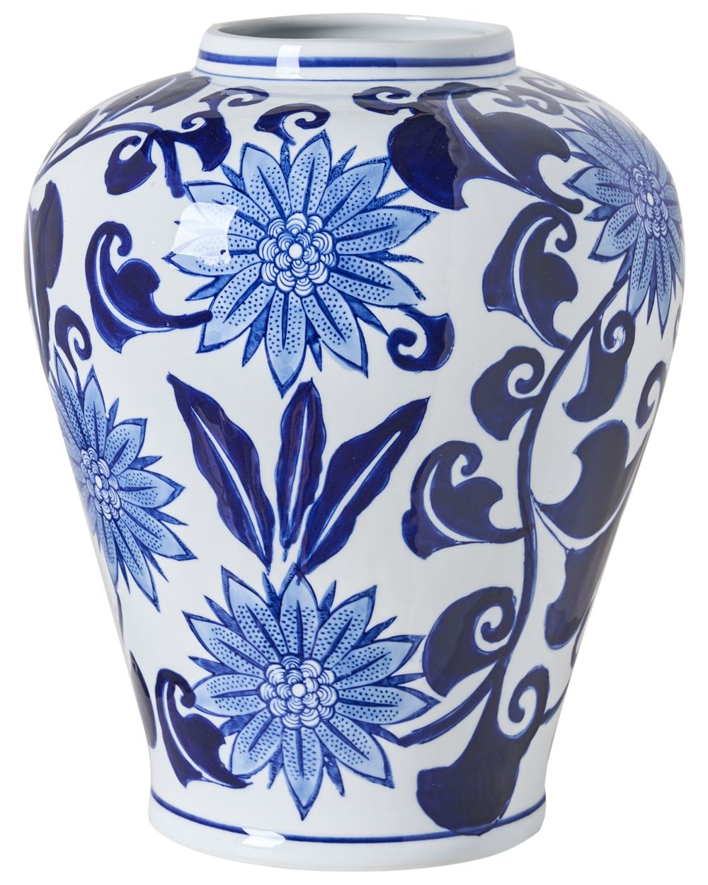 Wazon na kwiaty GIRONA 35 cm Porcelana Biały/ niebieski