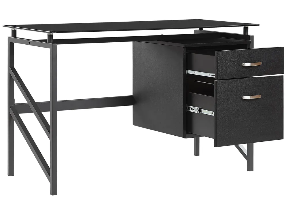 Biurko MORITON 117 cm 57 cm ze schowkiem Czarny_782271