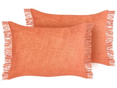 Set of 2 Cotton Cushions 35 x 50 cm Orange MABA