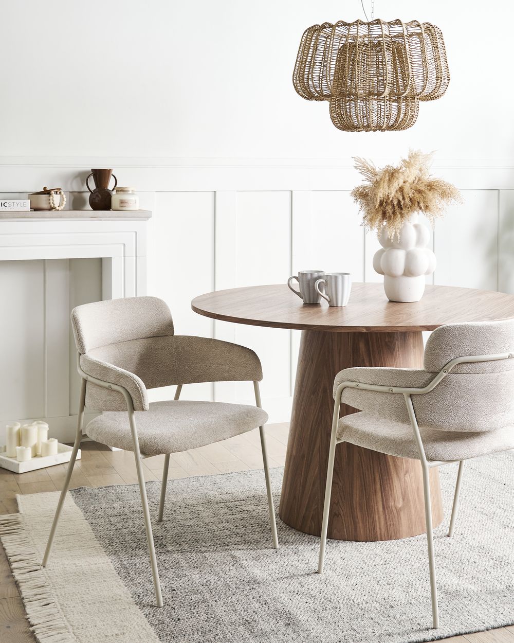 Set med 2 matstolar PAONIA Chenille Ljusbeige