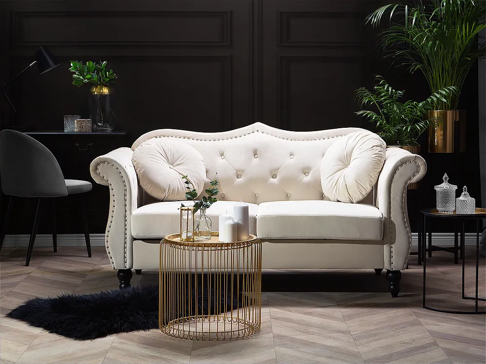 Sofa 2 Seater SKIEN Velvet Light Beige
