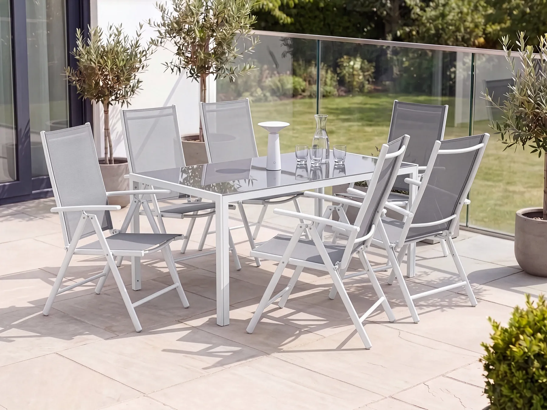 Garden Dining Table CATANIA 160 cm 91 cm Glass Grey_741381
