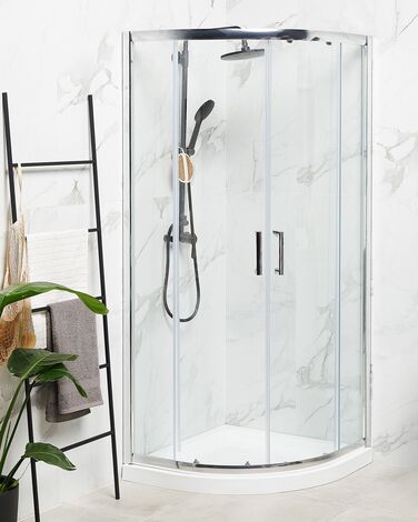 Tempered Glass Shower Enclosure 90 x 90 x 185 cm Silver JUKATAN