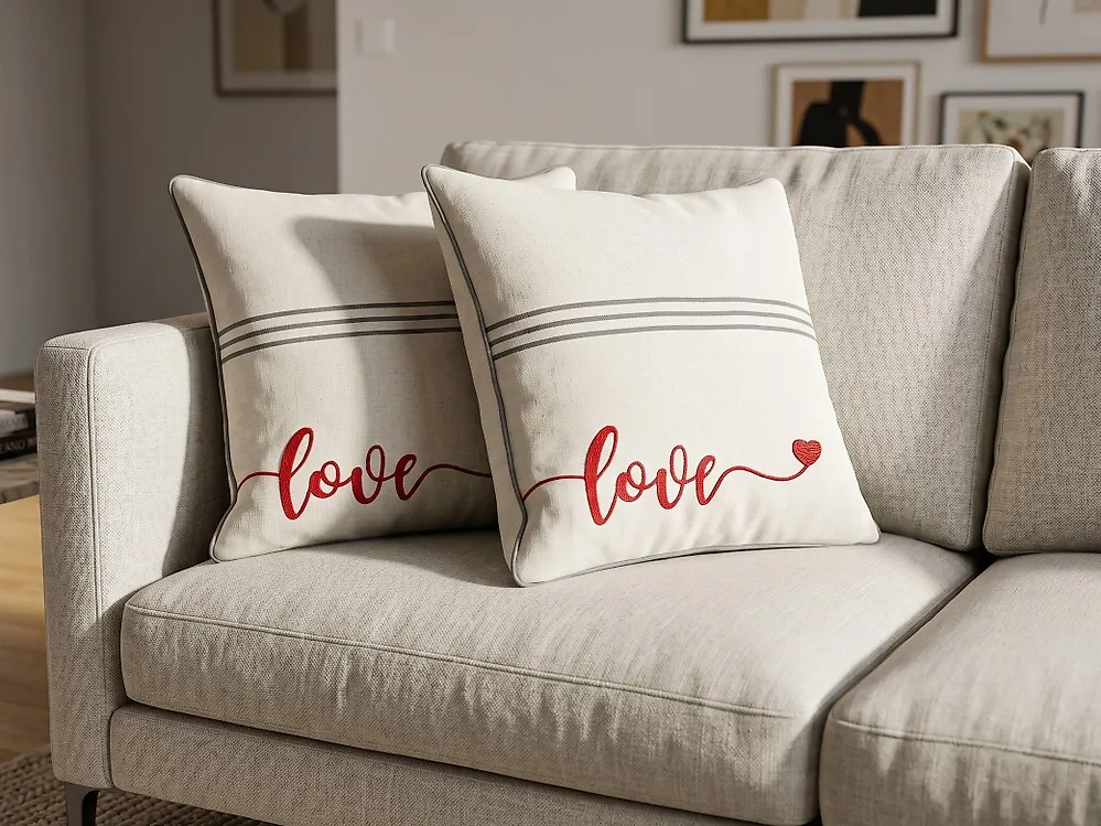 Set of 2 Decorative Cushions PLUMERIA 45 x 45 cm Cotton Beige Text_1183868