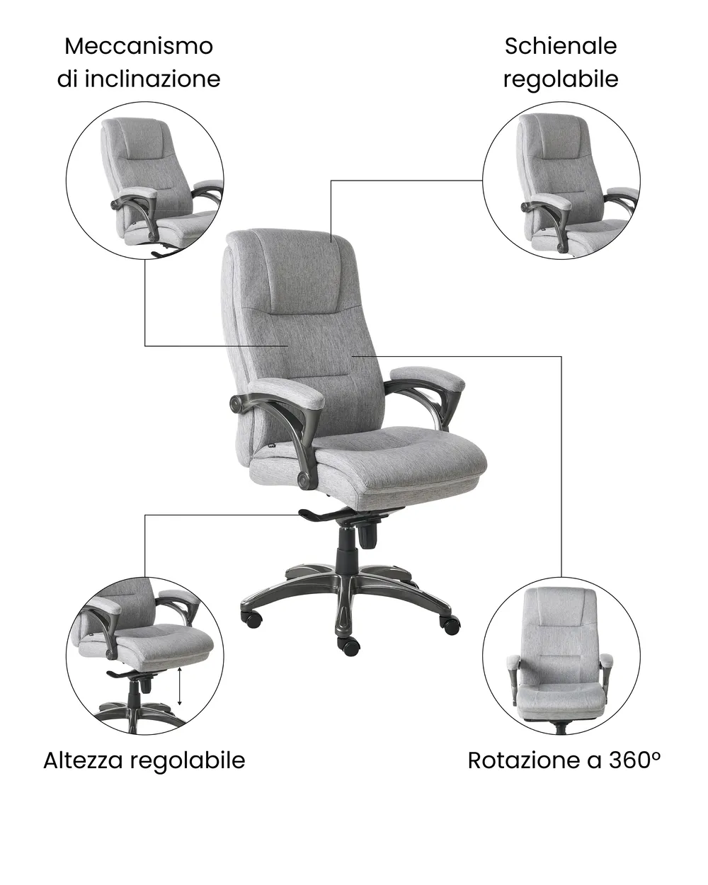 Poltrona da scrivania MAGNUS Lino Grigio_1071104