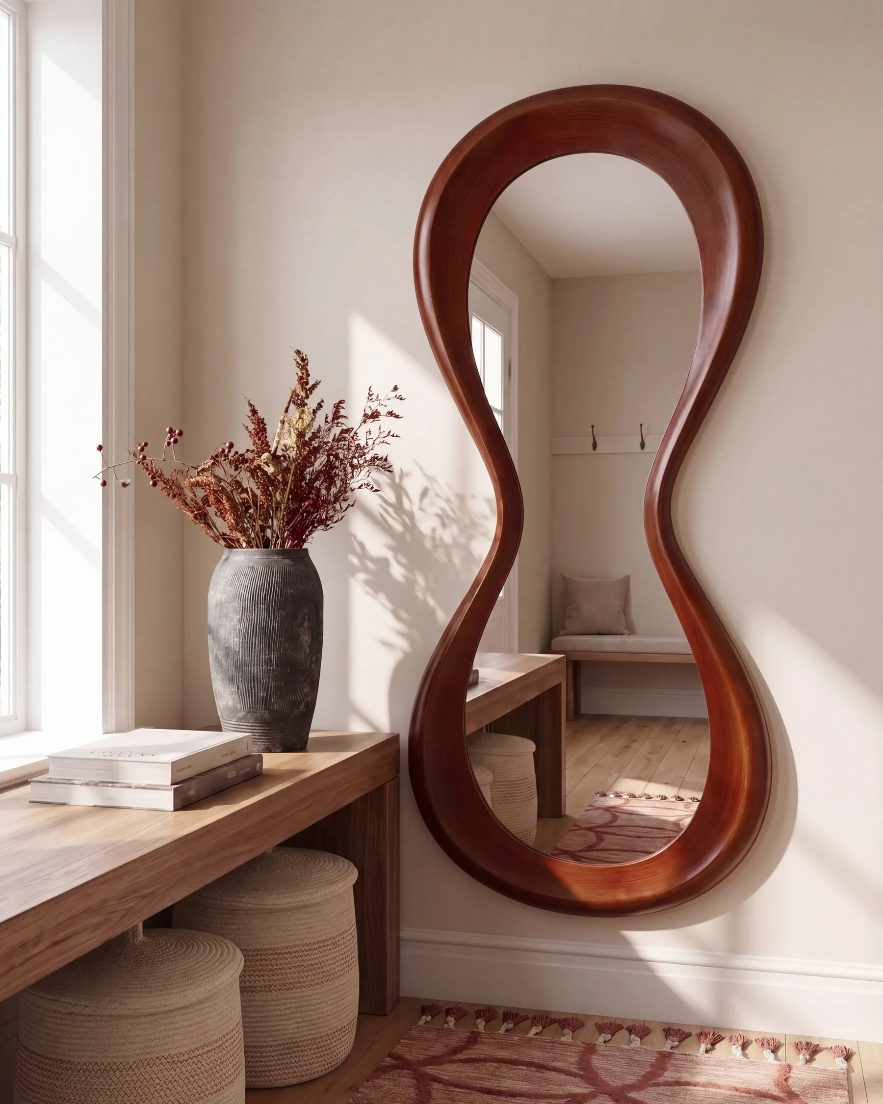 Wall Mirror BOURGES 70 cm 170 cm Brown_1136321