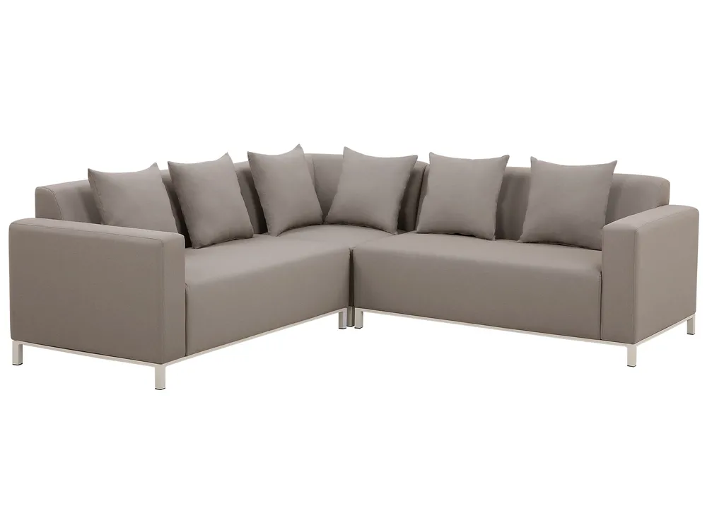 Garden Corner Sofa with Table 5 Seater BELIZE Modular Beige Left Hand_754170