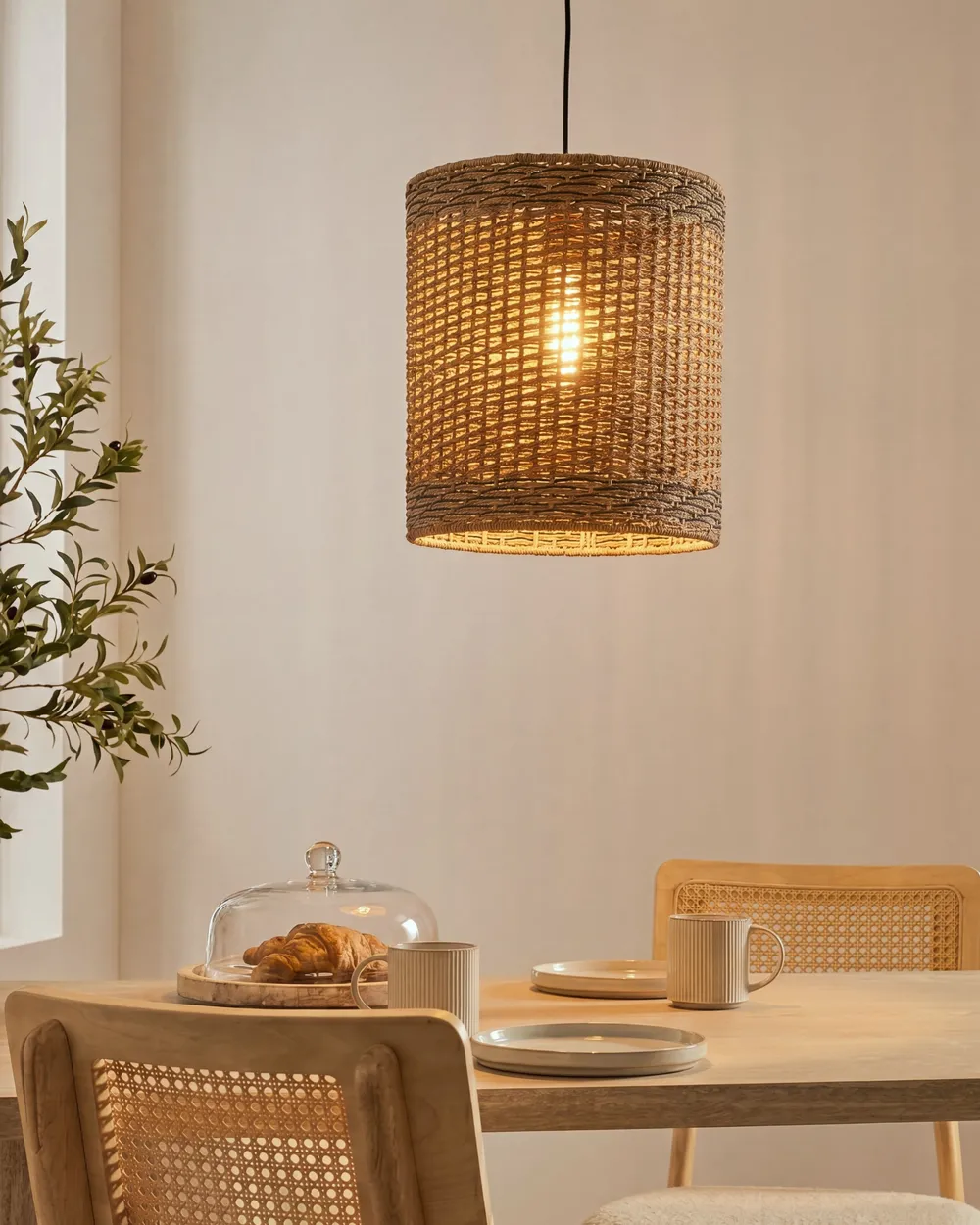 Pendant Lamp LUAPULA Paper Rope Natural