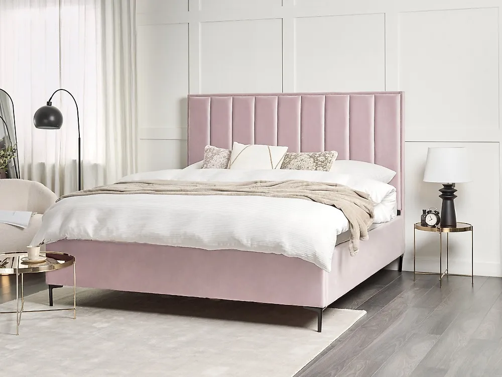 Ottoman Bed SEZANNE Velvet Pink 180 x 200 cm (EU Super King)_1179130