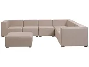 Garden Corner Sofa with Ottoman 7 Seater AREZZO Modular Beige Right Hand_825150