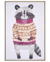 Racoon Framed Canvas Wall Art 63 x 93 cm Grey CAMPLI_891216