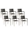 Set of 6 Garden Dining Chairs Black with Silver VERNIO_862855