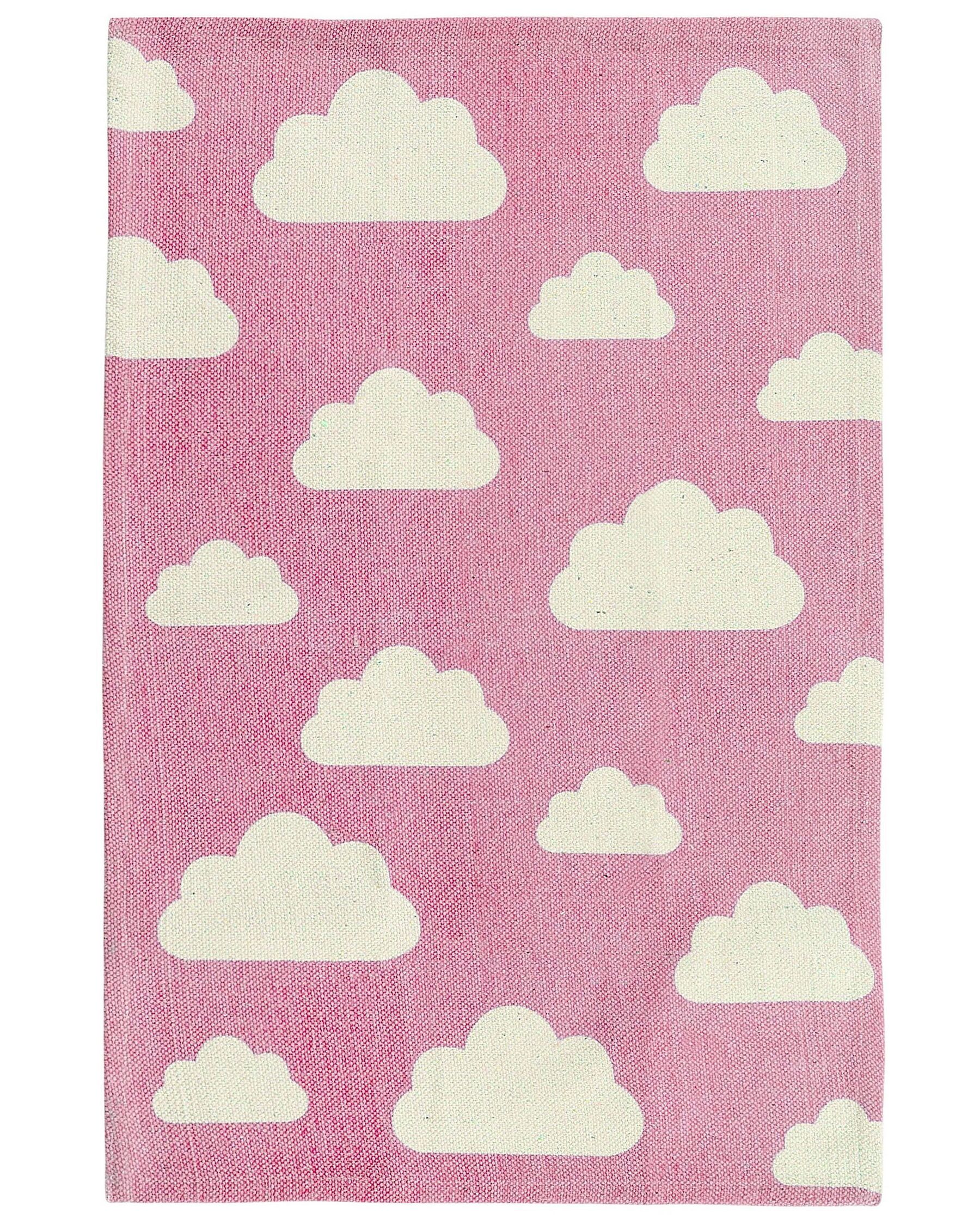 Dětský koberec s potiskem mraků, 60 x 90 cm, růžový, GWALIJAR_790764