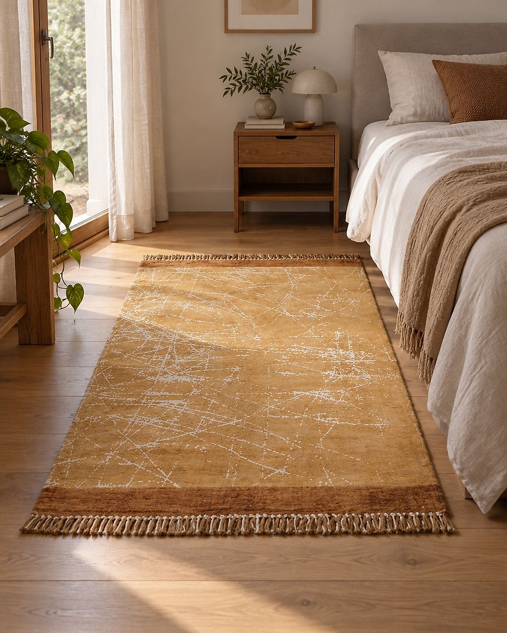 Rug HANLI Orange 140 x 200 cm Viscose