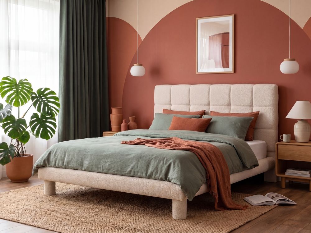 Letto Bouclé CRESSAT 140 x 200 cm Bianco sporco