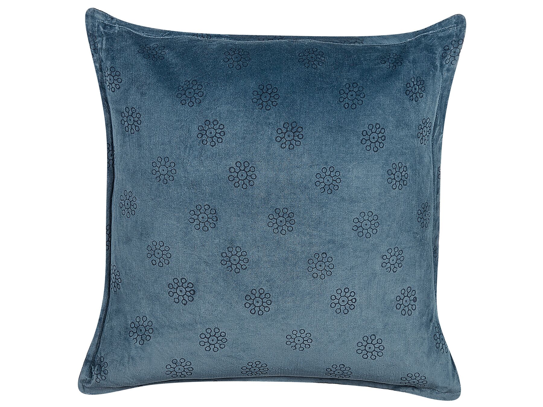Welurowa poduszka dekoracyjna wzór geometryczny 45 x 45 cm ciemnoniebieska SESELI_838251