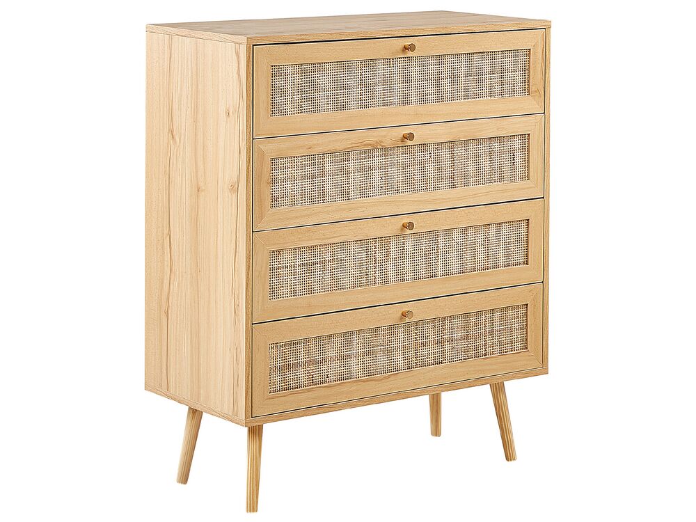 Cómoda 4 gavetas PEROTE Rattan Castanho claro