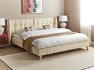 Lit avec sommier Velours SENLIS 180 x 200 cm Beige_1183414