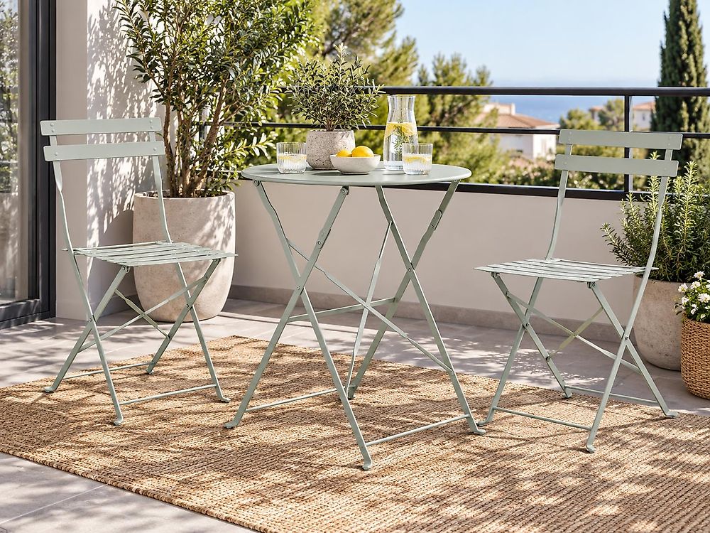 Bistro Set Folding FIORI Metal Grey