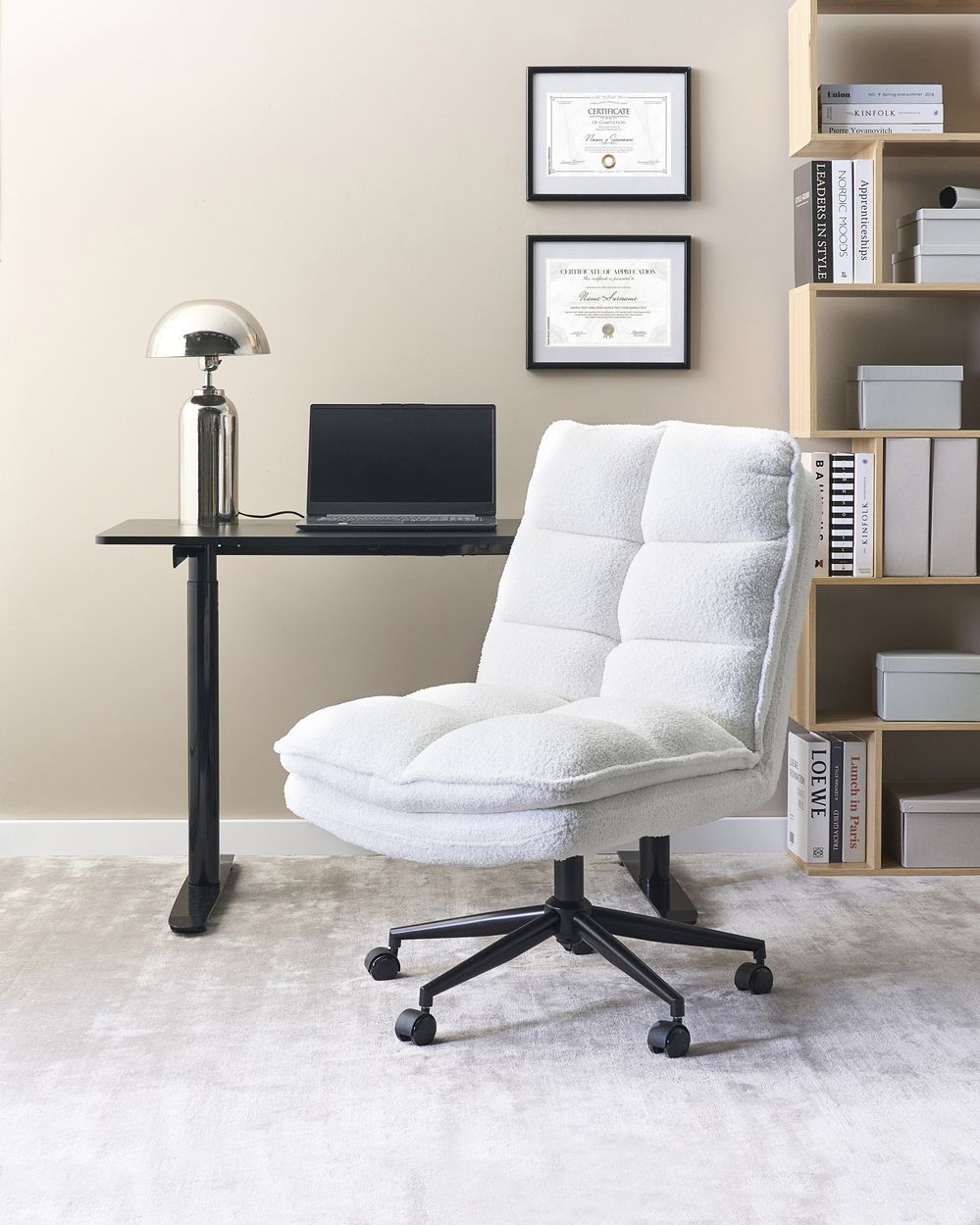 Bureaustoel ADDISON Bouclé Wit