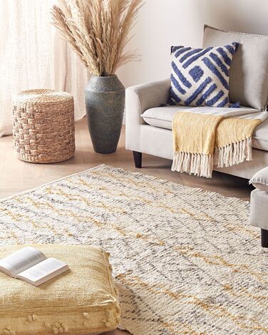 Cotton Area Rug 160 x 230 cm Beige and Yellow KADAPA