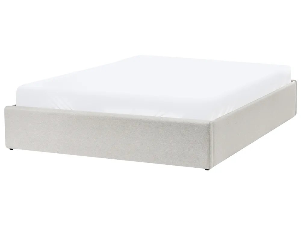 Ottoman Bed without Headboard DINAN Fabric Light Beige 140 x 200 cm (EU Double)_1029127