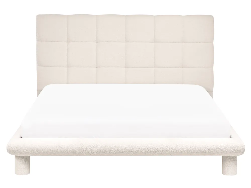 Bett mit Lattenrost Bouclé CRESSAT 160 x 200 cm Cremeweiß_1009055