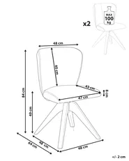 Set of 2 Dining Chairs Swivel COSO Fabric Light Beige_1038058