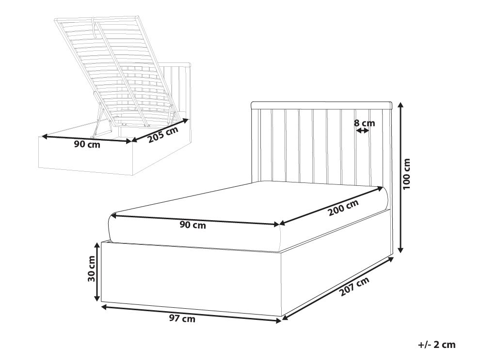 Ottoman Bed ROUVILLERS White 90 x 200 cm (EU Single)_907997