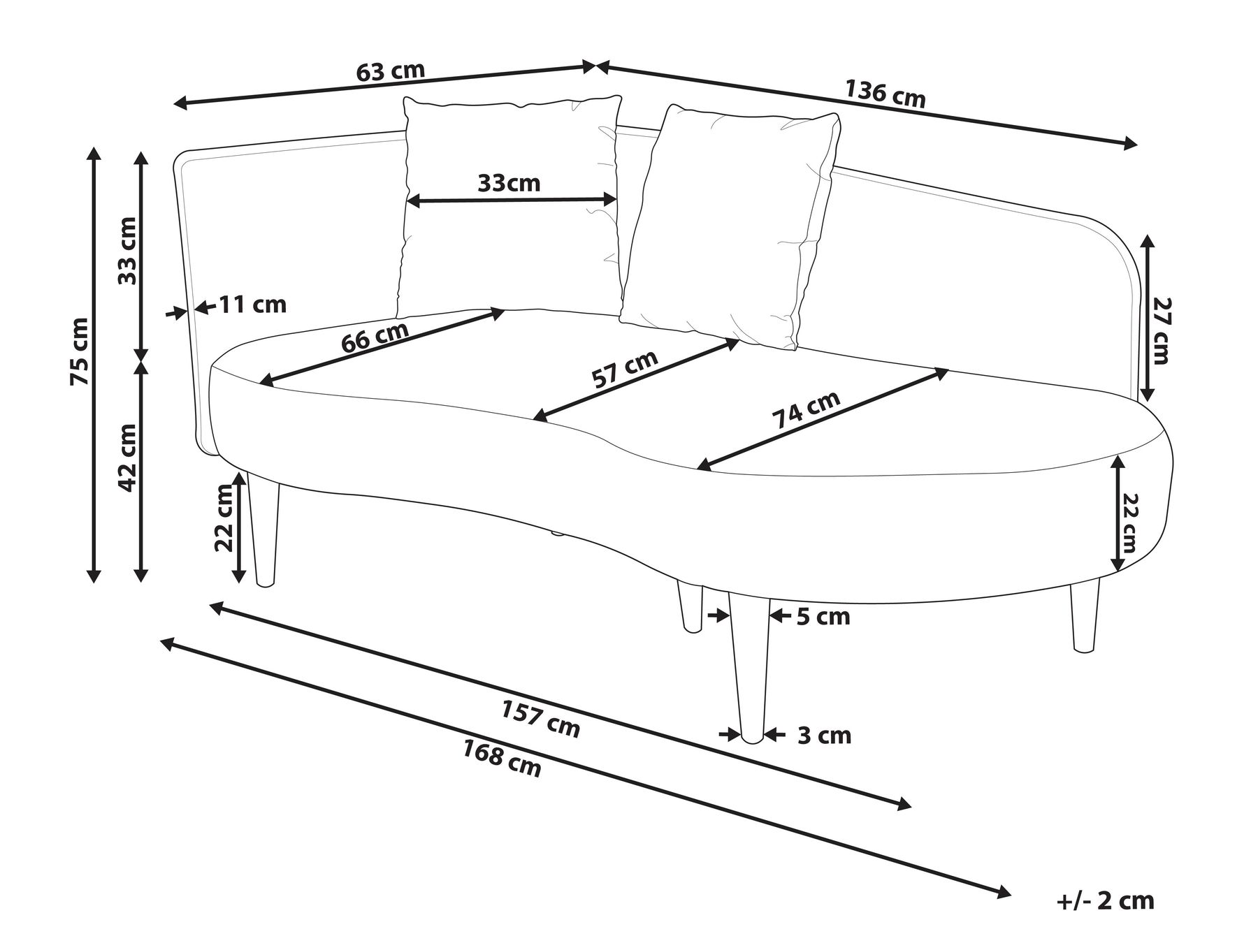 Chaise longue côté gauche en velours orange CHAUMONT_938200 Chaise longue côté gauche en velours orange CHAUMONT_938200