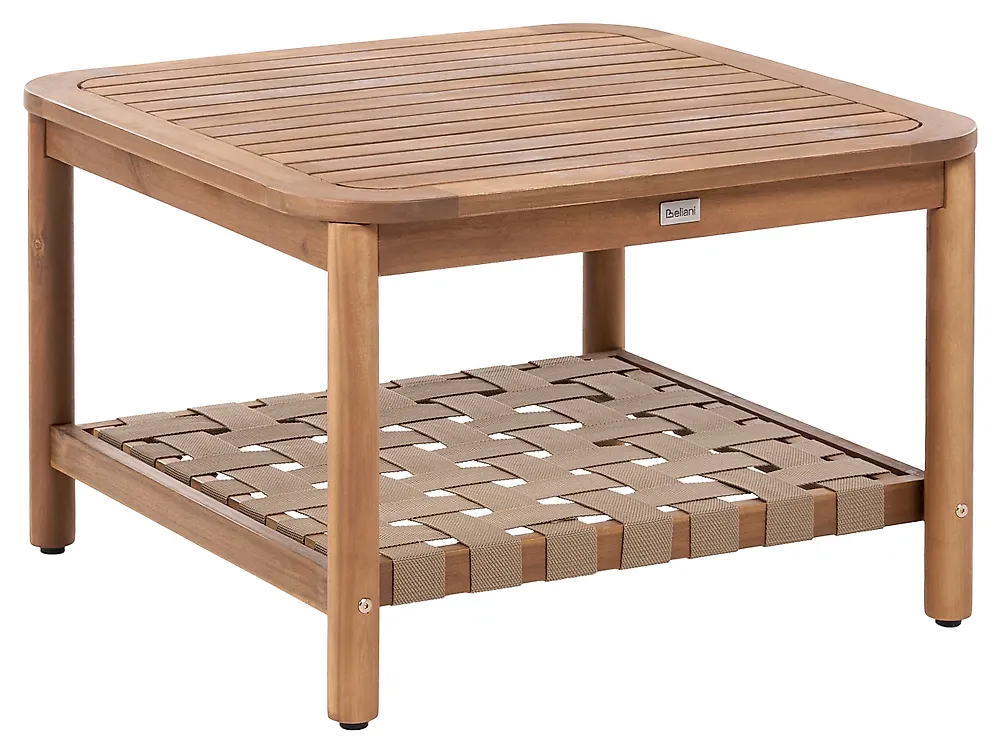 Garden Coffee Table with Shelf MILZANO 70 cm 70 cm Acacia Wood Brown