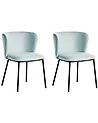Set of 2 Dining Chairs MINA Fabric Light Blue