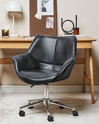 Faux Leather Desk Chair Black NEWDALE