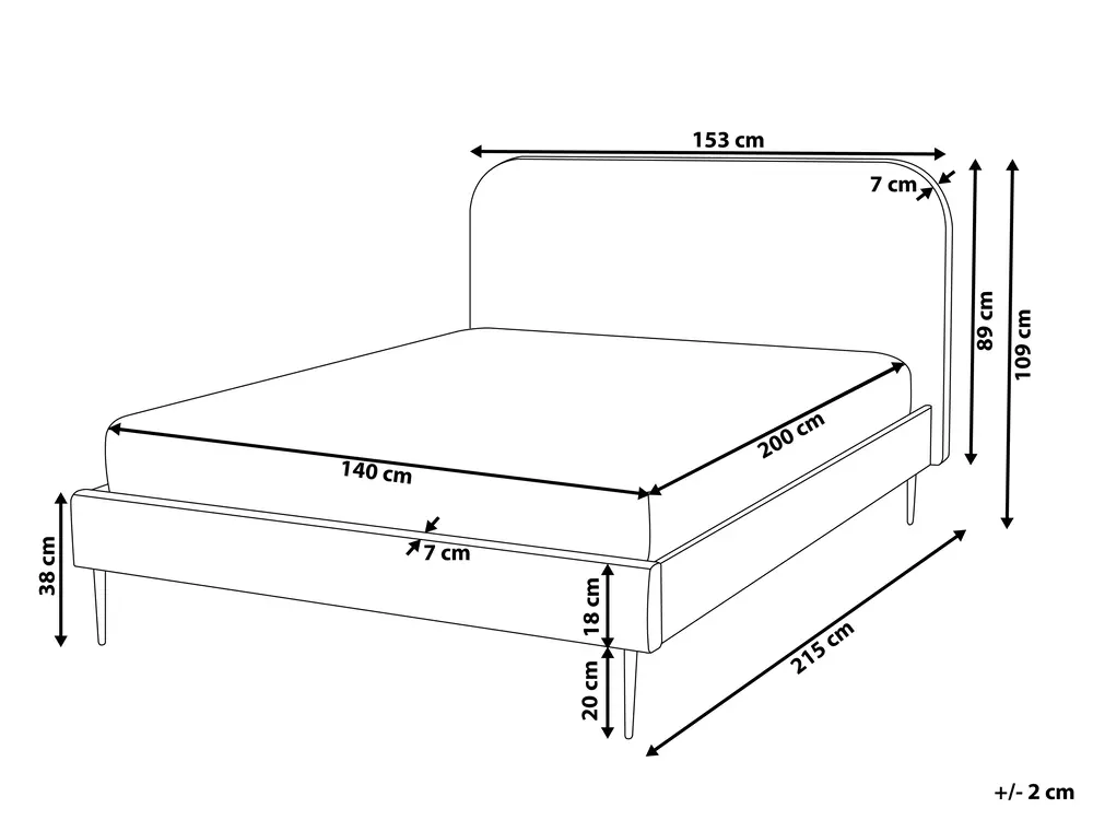 Bed Corduroy FLAYAT 140 x 200 cm (EU Double) Orange_967966