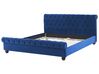 Zamatová vodná posteľ 160 x 200 cm modrá AVALLON_846874
