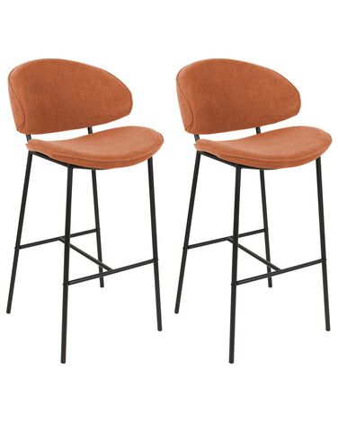 Sada 2 čalouněných barových židlí oranžová KIANA