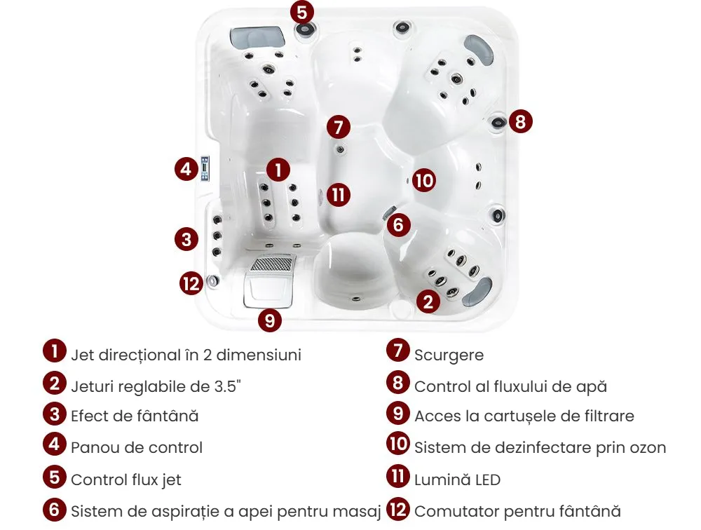 Jacuzzi exterior cu LED CALIMA Alb_967608
