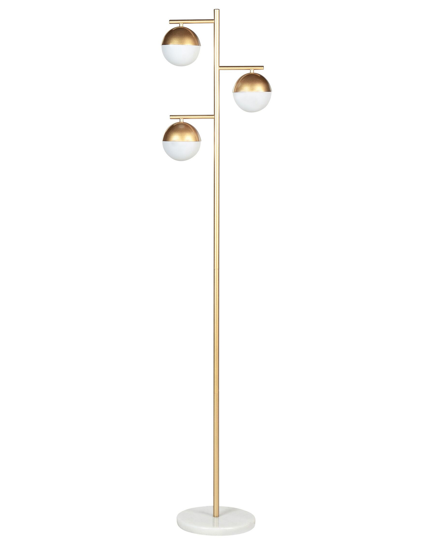 Stehlampe Metall gold / weiß 160 cm Glaskugeln SABINE_878341