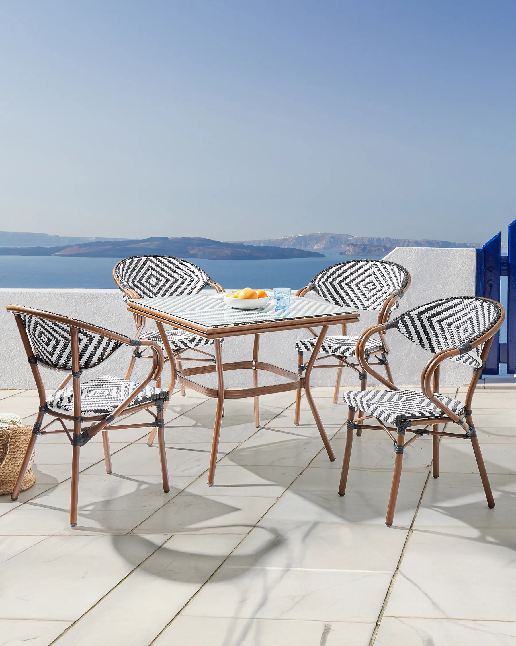Set of 4 Garden Chairs CASPRI PE Rattan Black/ White_990529
