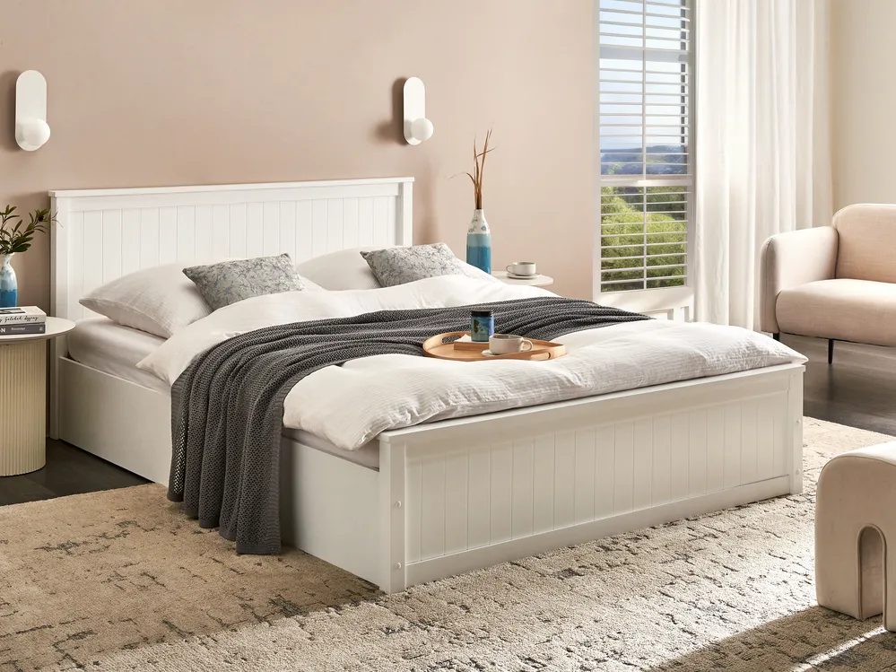 Seng med opbevaring hvid fyrretræ Se Flere Størrelser LAMBRES