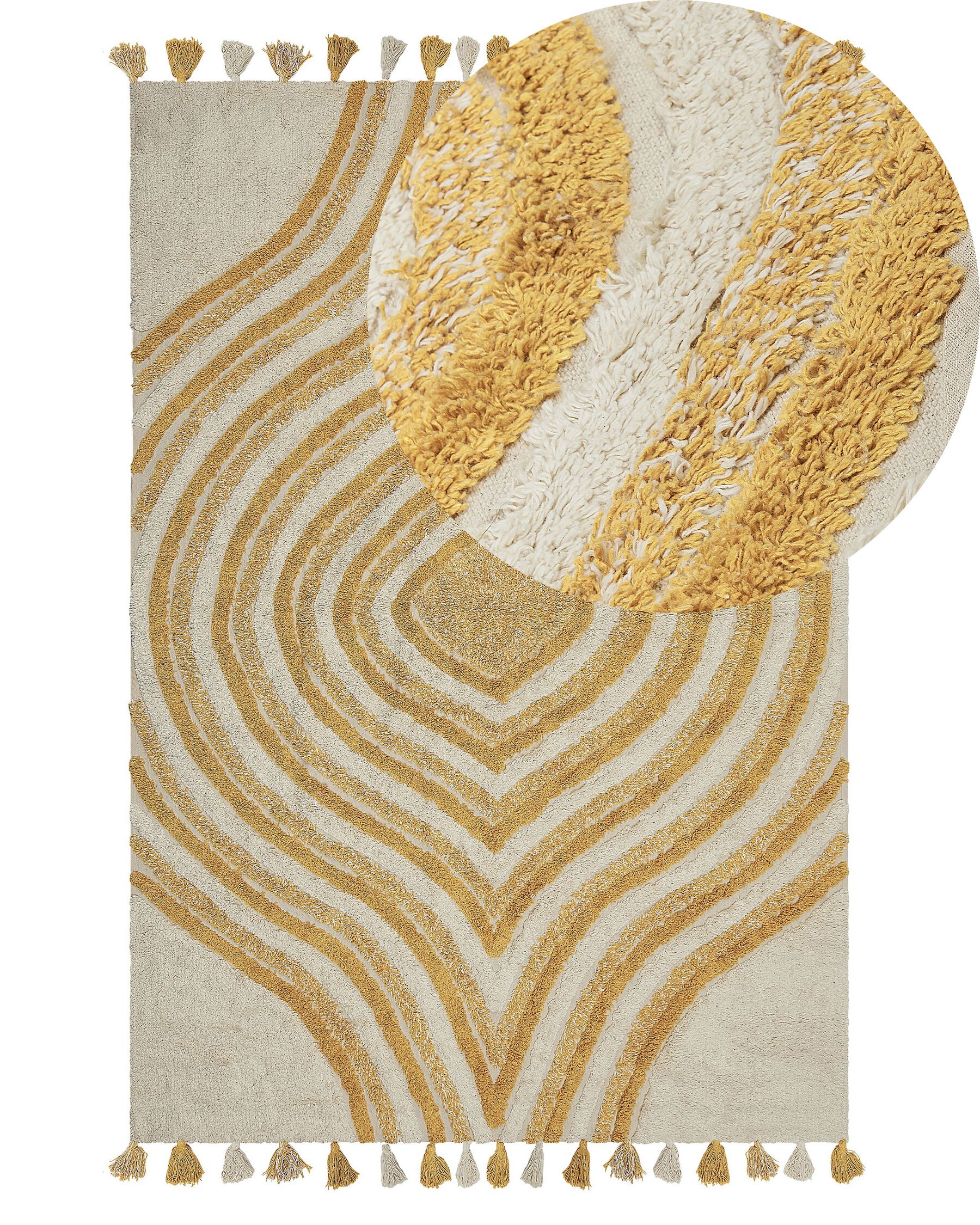 Teppich Baumwolle beige / gelb 140 x 200 cm abstraktes Muster BINGOL_839471