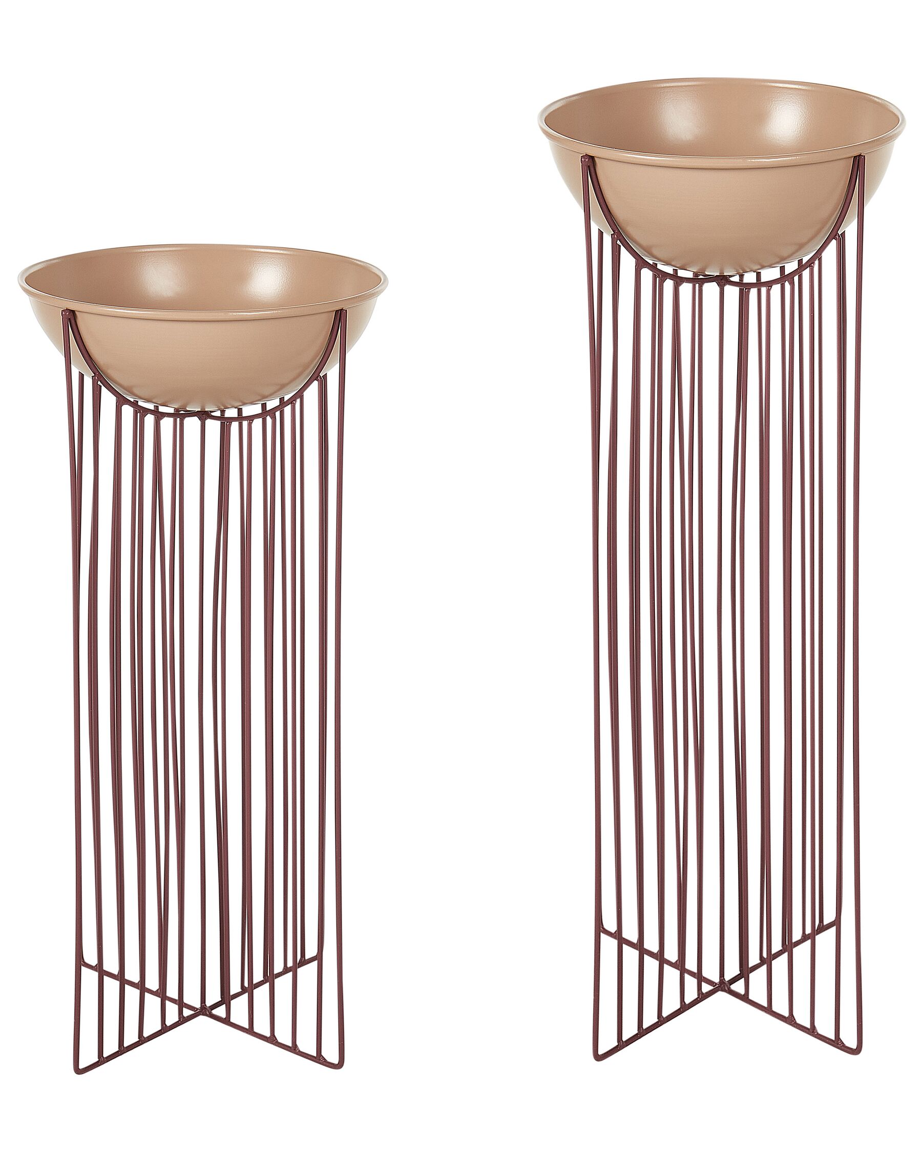 Set of 2 Metal Plant Pot Stands Pink FICARIA_933783