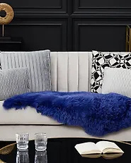 Déco en peau de mouton ULURU Bleu marine 65 x 110 cm_1180199