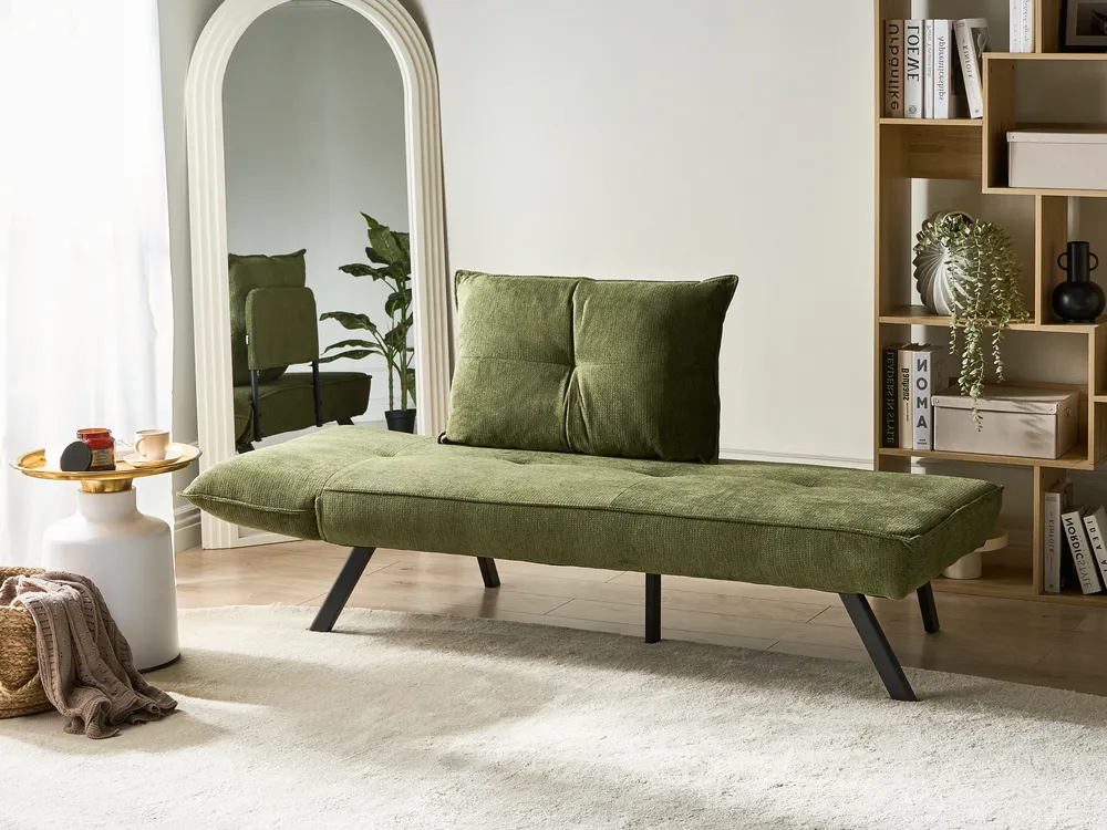 Left-Hand Chaise Longue ROCAMADOUR Fabric Green_1029324