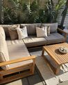 Right Hand 4 Seater Acacia Wood Garden Corner Sofa Set Taupe TIMOR_863563