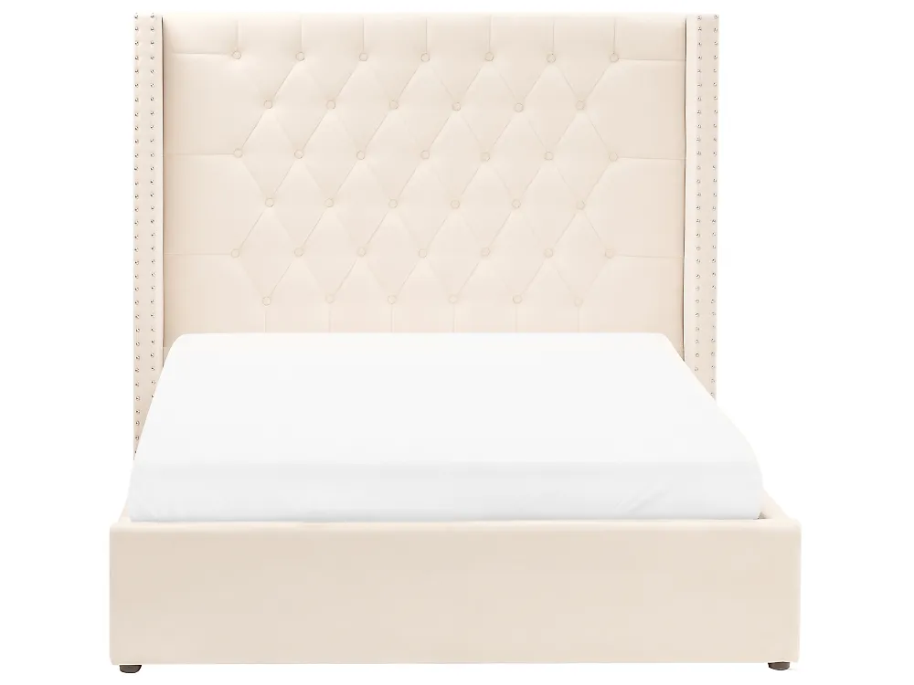 Ottoman Bed LUBBON Velvet Off-White 140 x 200 cm (EU Double)_882135