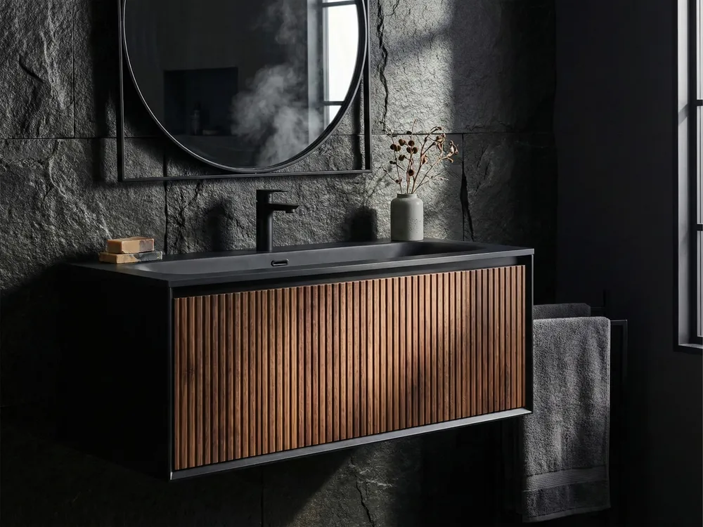 Wall Mounted Vanity Unit with Basin TITICACA Dark Brown_1044477