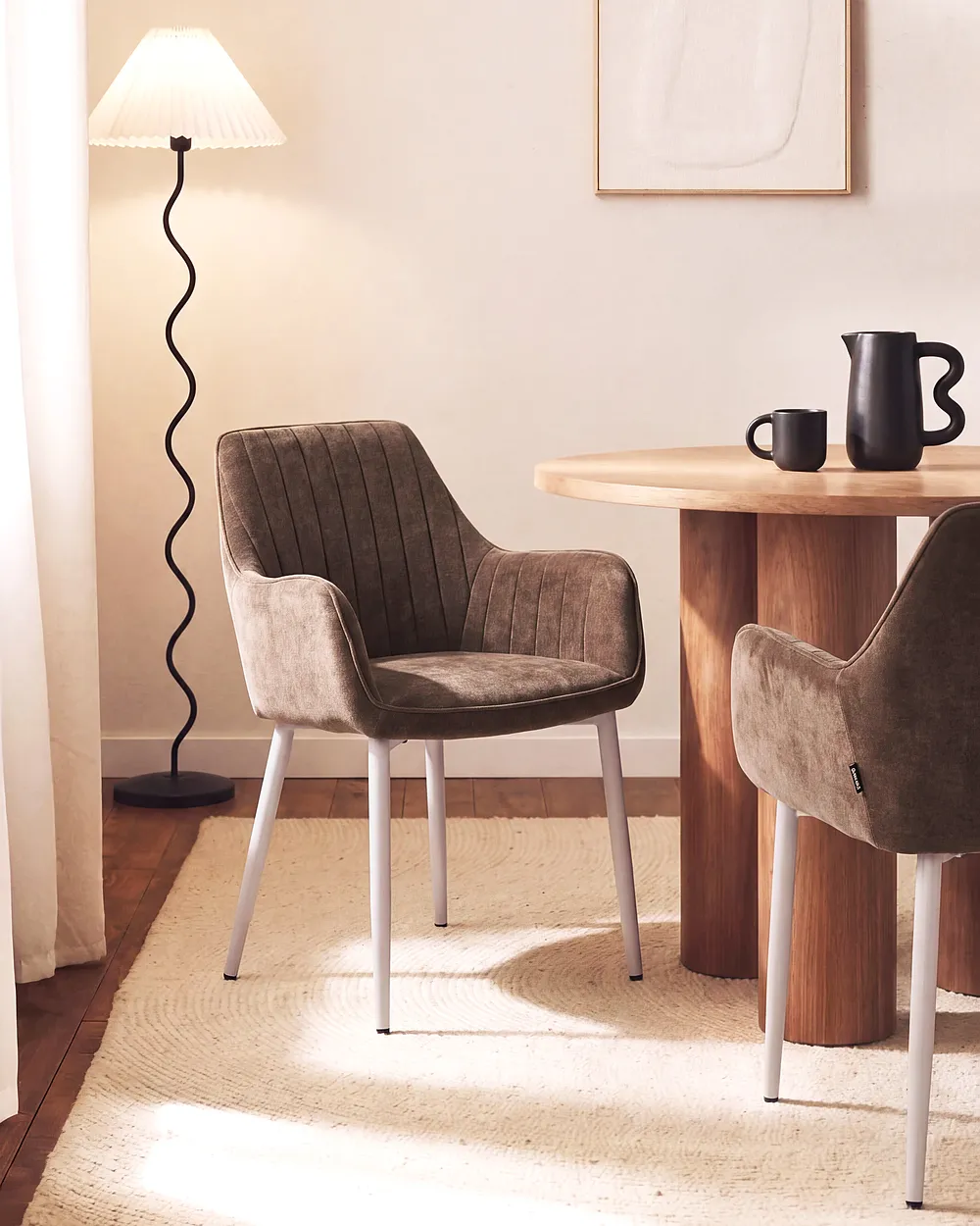 Set of 2 Dining Chairs WELLSTON Fabric Brown_1156662